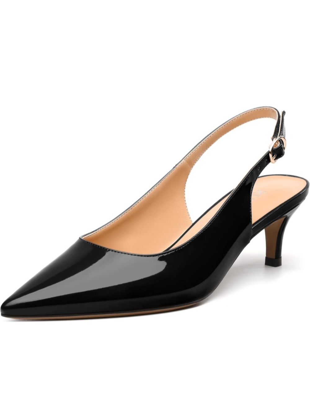 Women's Low Stiletto Heel Pumps, Pointed Toe Slingback with Adjustable Buckle: 8